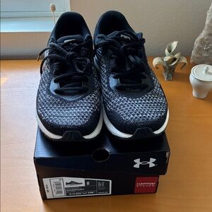 Under Armour HOVR Intake 6 Black and White Athletic Shoes